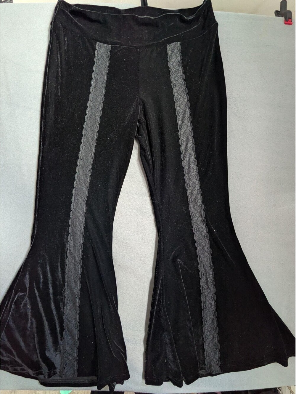 Killstar Pants Womens 3XL Black Velvet Flare Lace Gothic Bell Bottom Party